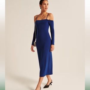 Abercrombie and Fitch Long-Sleeve Off-The-Shoulder Midi Dress